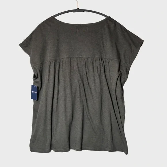 Lucky Brand Embroidered Boho Peasant Blouse Dark Gray XL Festival Summer NWT - Picture 5 of 11